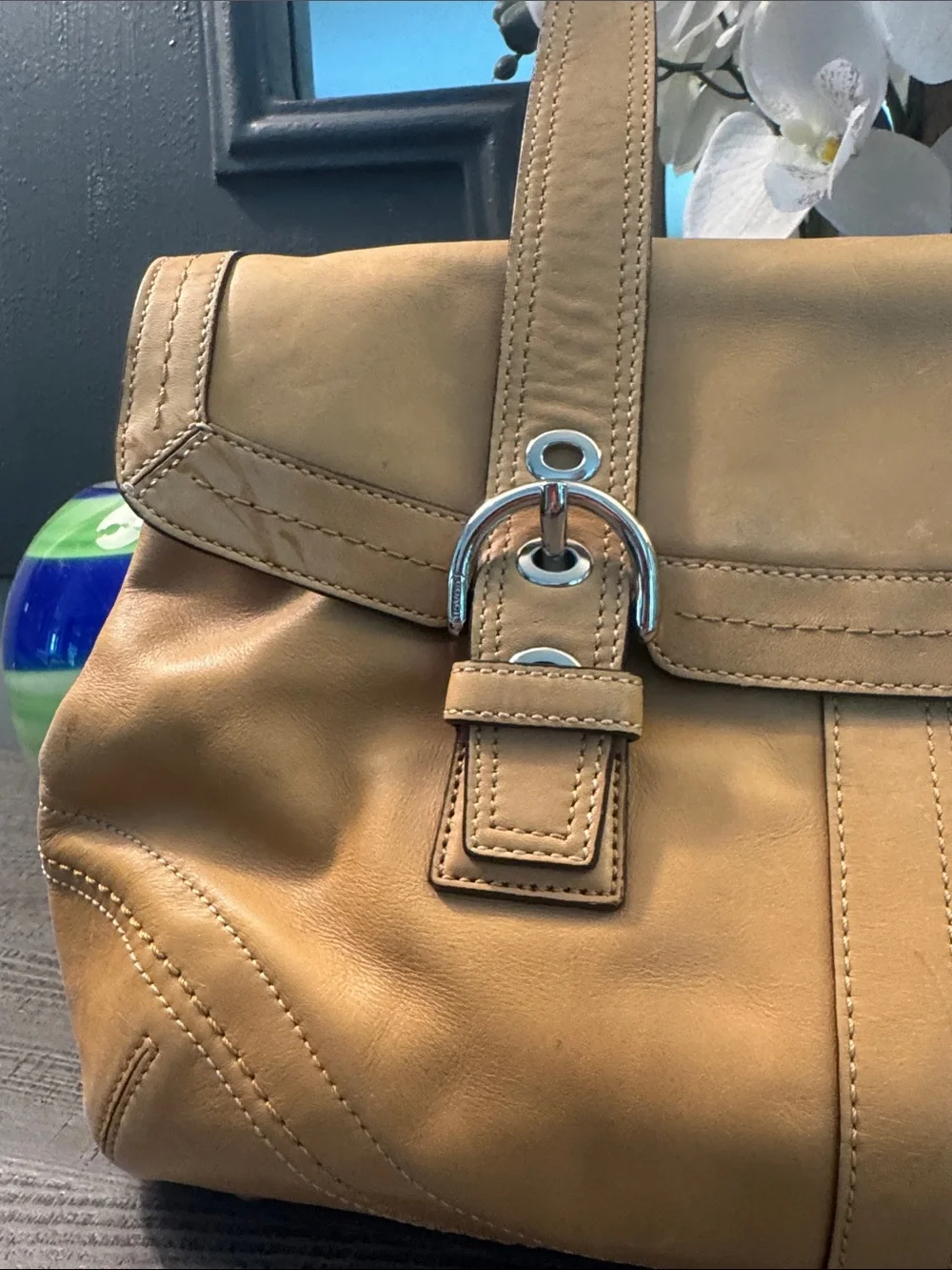 Coach Tan Leather Satchel Handbag